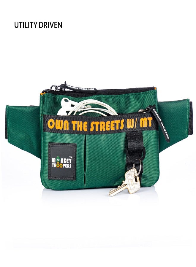 MONKEY TROOPERS Pockstar Waist Bag, Crossbody, Chest Bag for Men Women Girls Boys, Lightweight, Durable, Travel, Hikking, Casual, Dailyuse, Water Resistant (Dark Green) - Image 3